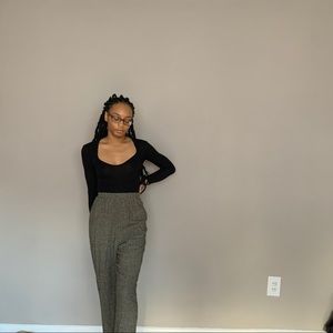 Pebble Rayon Plaid Trousers